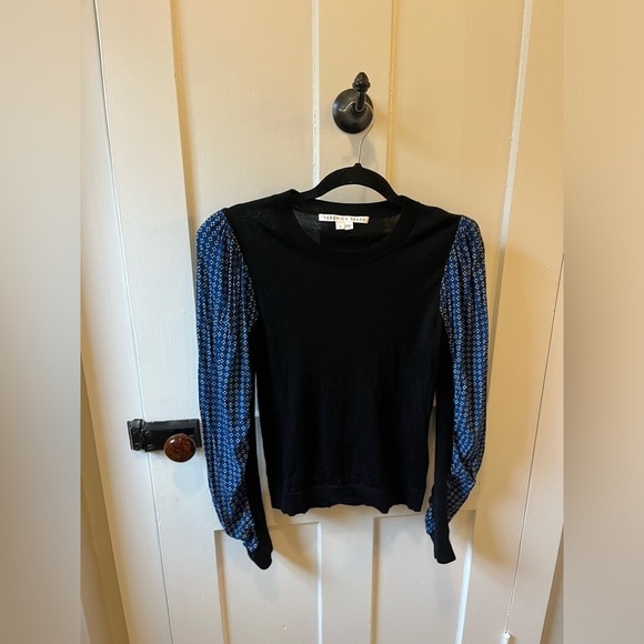 VERONICA BEARD Adler Black Mixed Media Sweater 100% Merino Wool - Picture 1 of 9